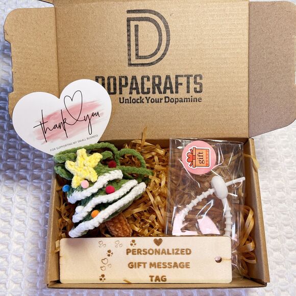 Glow-in-the-dark Christmas tree ornament — crochet car charm, rearview mirror - Picture 12 of 12